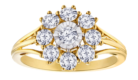 1.00+ Carat of Lab Grown Diamonds "Snowflake" Ring, 10kt Yellow Gold.....................NOW - Griffin Jewellery Designs