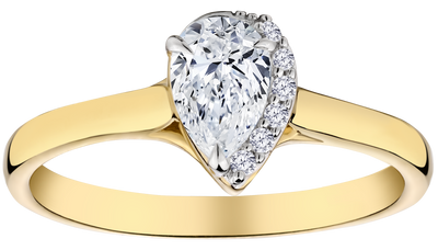 .54 Carat of Lab Grown Diamonds "Pear" Shape Ring, 10kt Yellow Gold.....................NOW