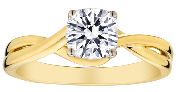 1.08+ Carat of Lab Grown Diamond "Cushion" Cut Engagement Ring, 10kt Yellow Gold.....................NOW
