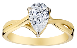 1.00+ Carat of Lab Grown Diamond "Pear" Cut Solitaire Ring, 10kt Yellow Gold.....................NOW