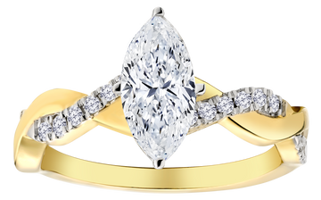 1.20+ Carat of Lab Grown Diamonds "Marquise" Cut Engagement Ring, 10kt Yellow Gold.....................NOW - Griffin Jewellery Designs