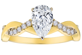 1.20+ Carat of Lab Grown Diamonds "Pear" Cut Engagement Ring, 10kt Yellow Gold.....................NOW