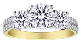 2.60 Carat of Lab Grown Diamonds "Past, Present, Future" Ring, 10kt Yellow Gold.....................NOW