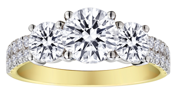 2.60 Carat of Lab Grown Diamonds "Past, Present, Future" Ring, 10kt Yellow Gold.....................NOW