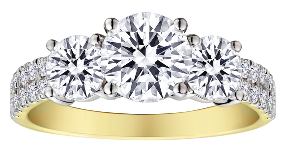 2.60 Carat of Lab Grown Diamonds "Past, Present, Future" Ring, 10kt Yellow Gold.....................NOW