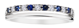 Created Blue Sapphire & .03 Carat of Lab Grown Diamonds Band, 10kt White Gold.....................NOW - Griffin Jewellery Designs