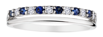 Created Blue Sapphire & .03 Carat of Lab Grown Diamonds Band, 10kt White Gold.....................NOW - Griffin Jewellery Designs