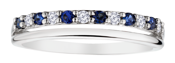 Created Blue Sapphire & .03 Carat of Lab Grown Diamonds Band, 10kt White Gold.....................NOW - Griffin Jewellery Designs