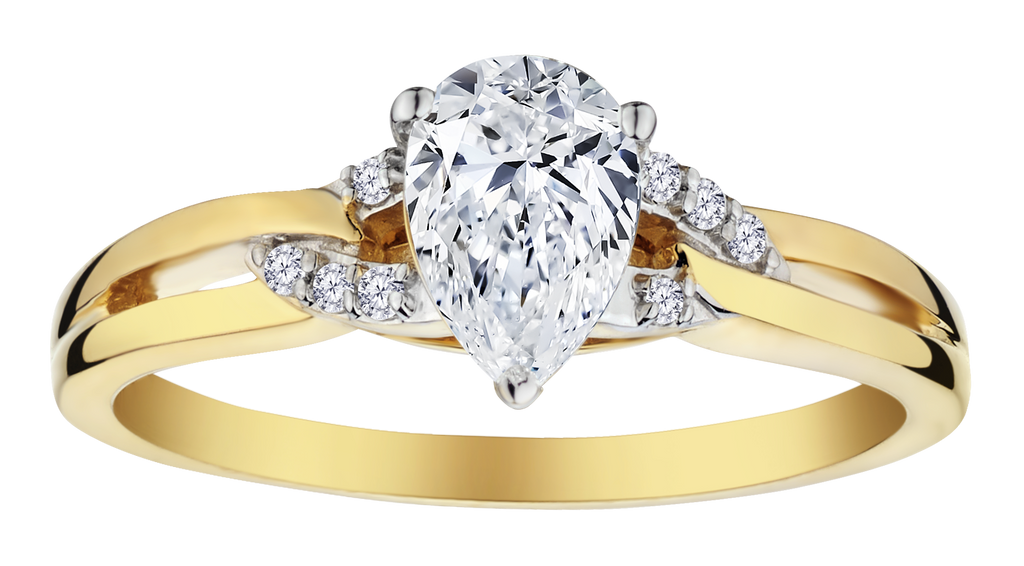 .75 Carat of Lab Grown Diamonds "Pear" Cut Ring, 10kt Yellow Gold.....................NOW