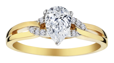 .75 Carat of Lab Grown Diamonds "Pear" Cut Ring, 10kt Yellow Gold.....................NOW