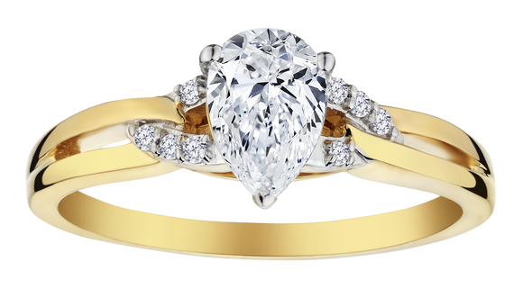 .75 Carat of Lab Grown Diamonds "Pear" Cut Ring, 10kt Yellow Gold.....................NOW - Griffin Jewellery Designs