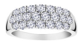 1.25 Carat of Lab Grown Diamonds 3-Row Ring, Sterling Silver.....................NOW - Griffin Jewellery Designs