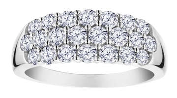 1.25 Carat of Lab Grown Diamonds 3-Row Ring, Sterling Silver.....................NOW - Griffin Jewellery Designs