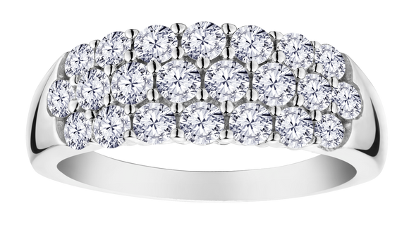 1.25 Carat of Lab Grown Diamonds 3-Row Ring, Sterling Silver.....................NOW - Griffin Jewellery Designs