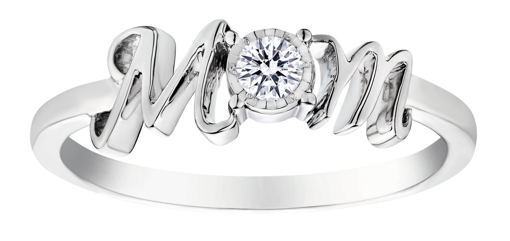 .10 Carat of Lab Grown Diamonds Miracle "Mom" Ring, Sterling Silver.....................NOW
