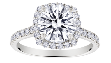 3.00 Carat Lab Grown Diamond "Halo" Engagement Ring, 14kt White Gold.....................NOW - Griffin Jewellery Designs