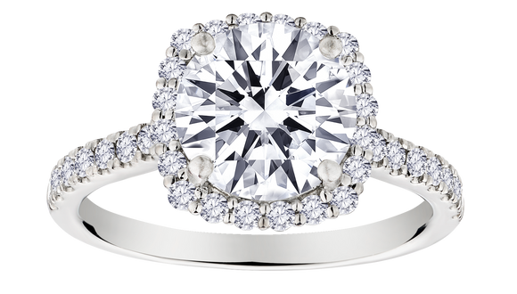 3.00 Carat Lab Grown Diamond "Halo" Engagement Ring, 14kt White Gold.....................NOW - Griffin Jewellery Designs