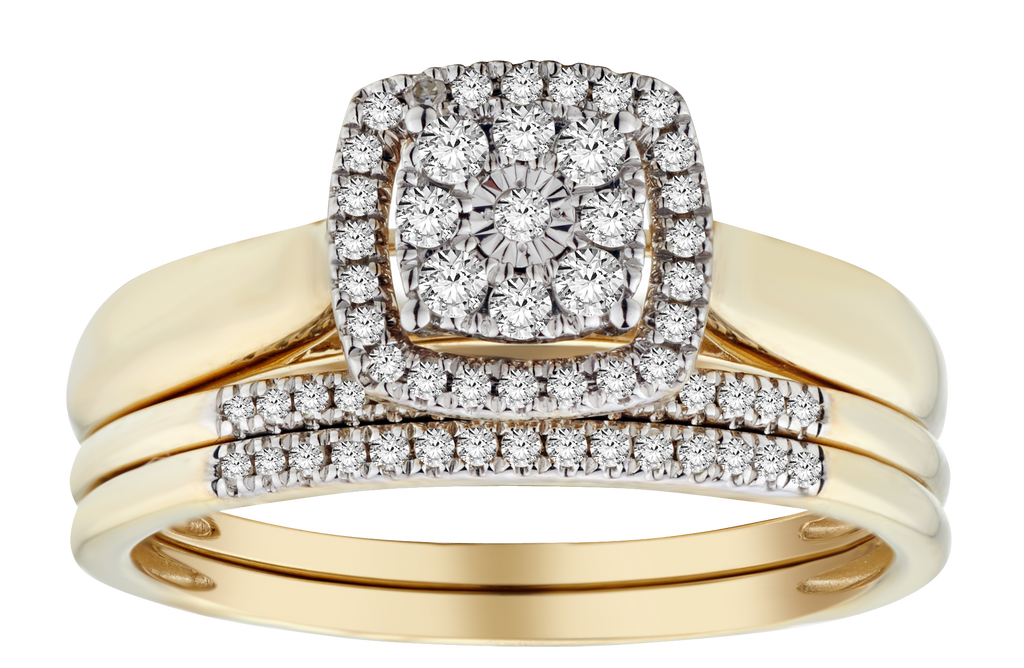 .25 Carat of Diamonds 3 Piece Ring Set, 10kt Yellow Gold.....................NOW