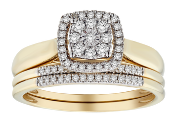 .25 Carat of Diamonds 3 Piece Ring Set, 10kt Yellow Gold.....................NOW