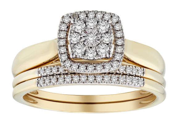 .25 Carat of Diamonds 3 Piece Ring Set, 10kt Yellow Gold.....................NOW
