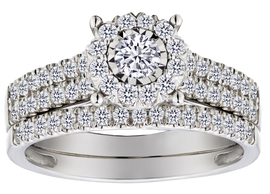 1.00 Carat of Diamonds "Halo" Ring Set, 14kt White Gold.....................NOW
