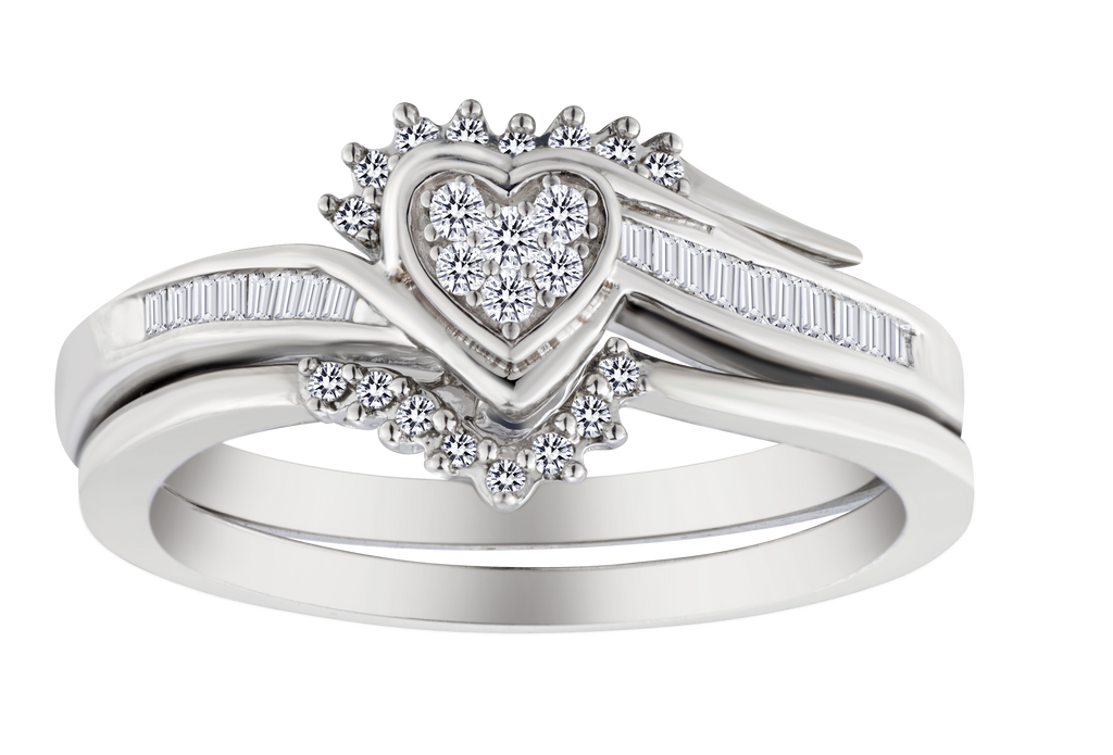 .25 Carat of Diamonds "Heart" Ring Set, Silver.....................NOW