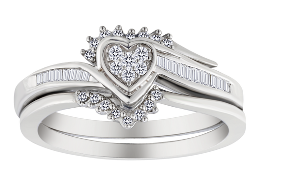.25 Carat of Diamonds "Heart" Ring Set, Silver.....................NOW