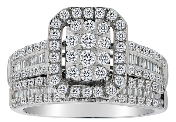 1.00 Carat of Diamonds Halo Ring Set, 10kt White Gold......................................NOW