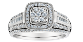 .50 Carat of Diamonds Halo Ring Set, Silver.....................NOW