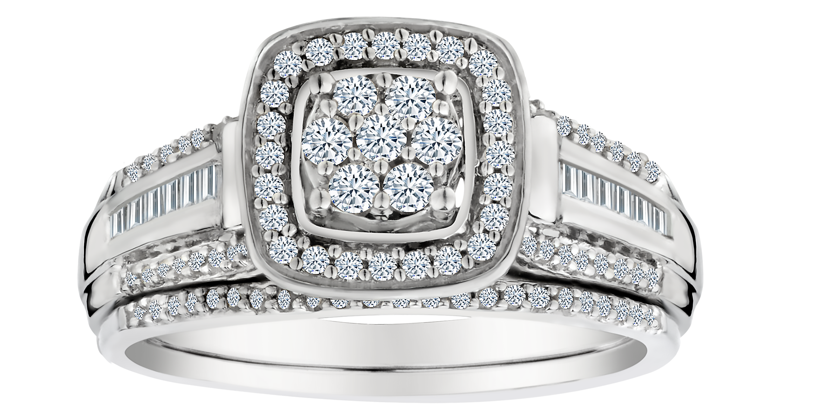 .50 Carat of Diamonds Halo Ring Set, Silver.....................NOW