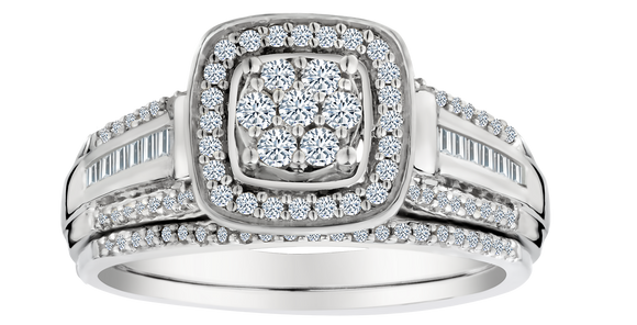 .50 Carat of Diamonds Halo Ring Set, Silver.....................NOW