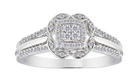 .25 Carat of Diamonds & Amethyst Accent "Flower" Ring, Silver.....................NOW