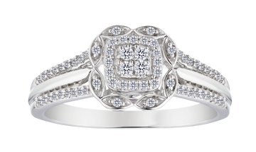 .25 Carat of Diamonds & Amethyst Accent "Flower" Ring, Silver.....................NOW