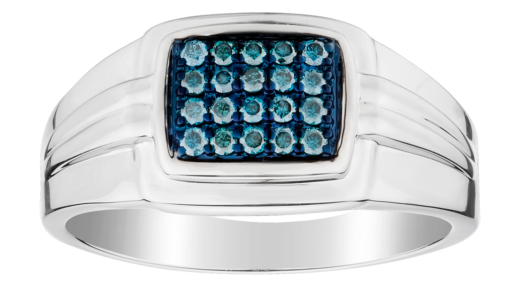 .25 Carat of Enhanced Blue Diamonds Gentleman's Ring, Silver.....................NOW