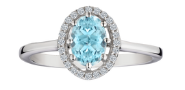 Genuine Aquamarine & Zircon Ring, Silver.....................NOW