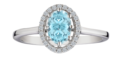 Genuine Aquamarine & Zircon Ring, Silver.....................NOW