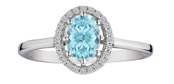 Genuine Aquamarine & Zircon Ring, Silver.....................NOW