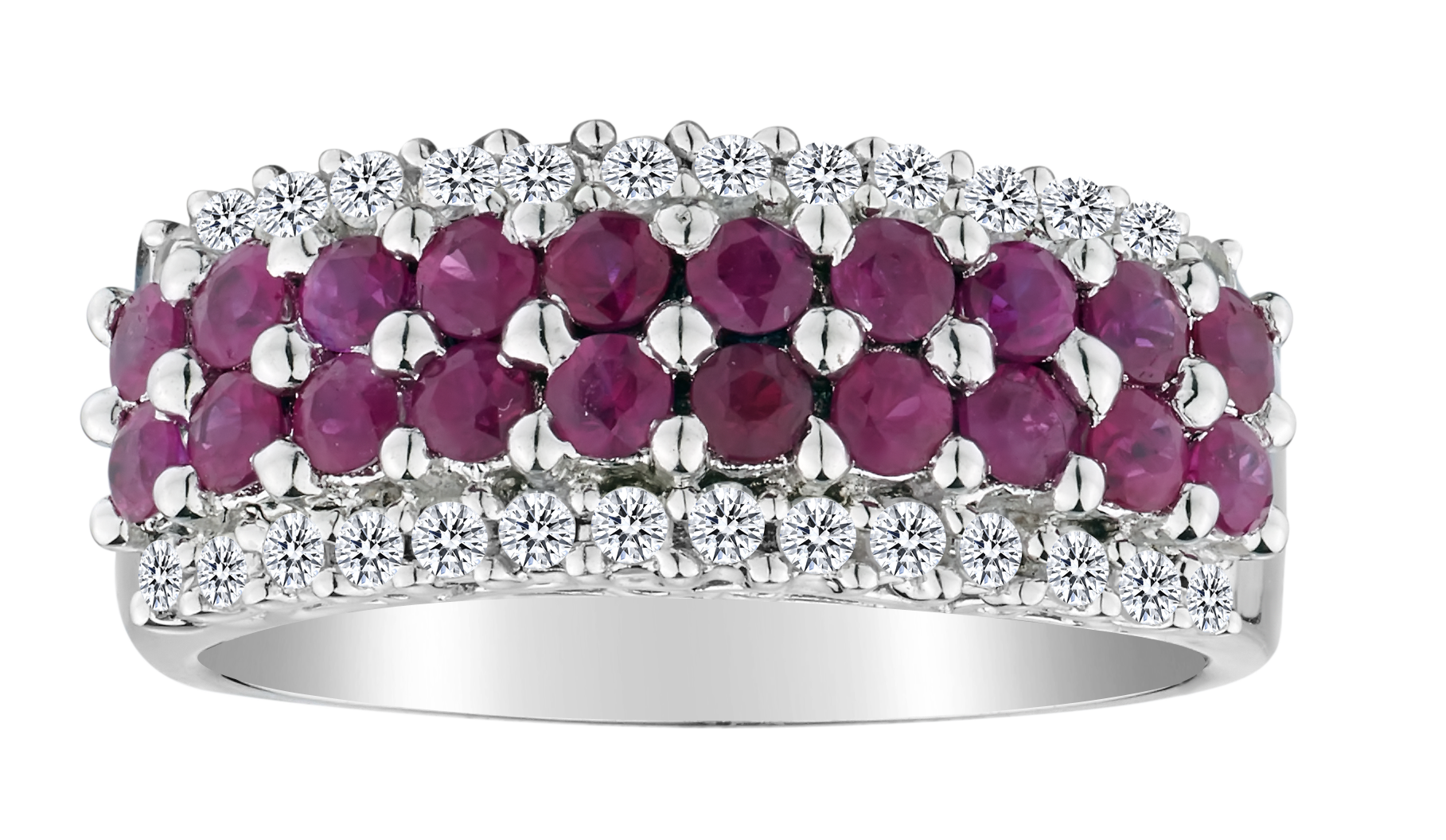 1.03 Carat Ruby & .43 Carat White Sapphire Ring, Sterling Silver. Gemstone Rings. Griffin Jewellery Designs