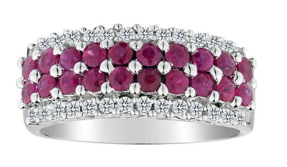 1.03 Carat Ruby & .43 Carat White Sapphire Ring, Sterling Silver. Gemstone Rings. Griffin Jewellery Designs