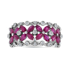 1.64 Carat Genuine Ruby & .20 Carat White Topaz Ring, Sterling Silver. Gemstone Rings. Griffin Jewellery Designs