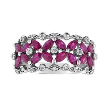 1.64 Carat Genuine Ruby & .20 Carat White Topaz Ring, Sterling Silver. Gemstone Rings. Griffin Jewellery Designs