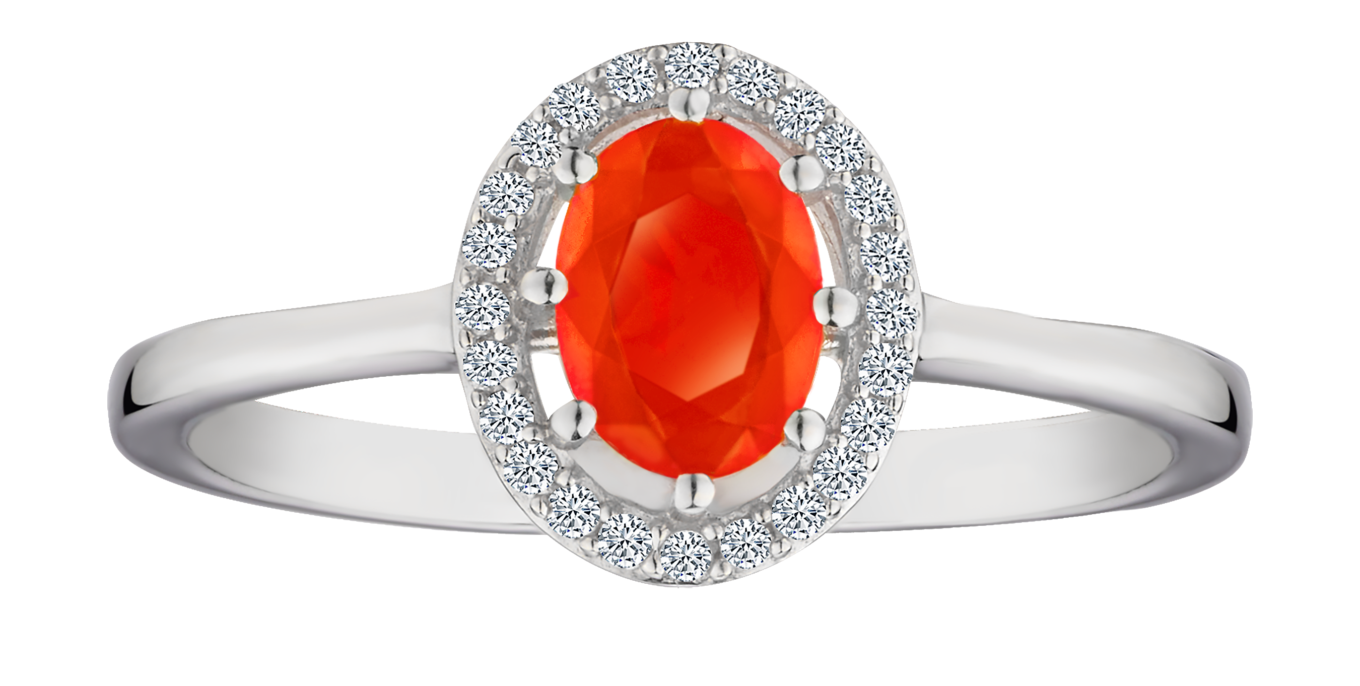 Genuine Orange Ethiopian Opal & White Zircon Ring, Silver.....................NOW