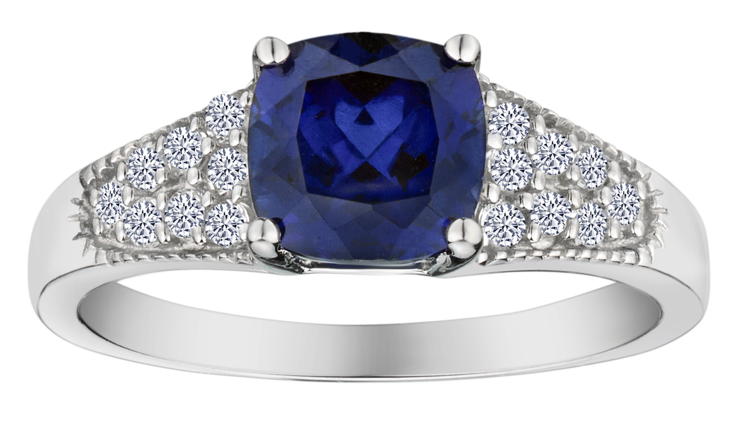 Created Blue & White Sapphire Ring, Silver.....................NOW