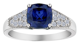 Created Blue & White Sapphire Ring, Silver.....................NOW