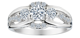 Created White Sapphire "Past, Present, Future" Ring, Silver.....................NOW