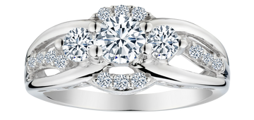 Created White Sapphire "Past, Present, Future" Ring, Silver.....................NOW