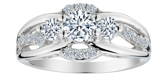 Created White Sapphire "Past, Present, Future" Ring, Silver.....................NOW