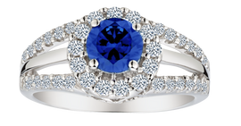 Created Blue & White Sapphire "Regal" Ring, Silver.....................NOW