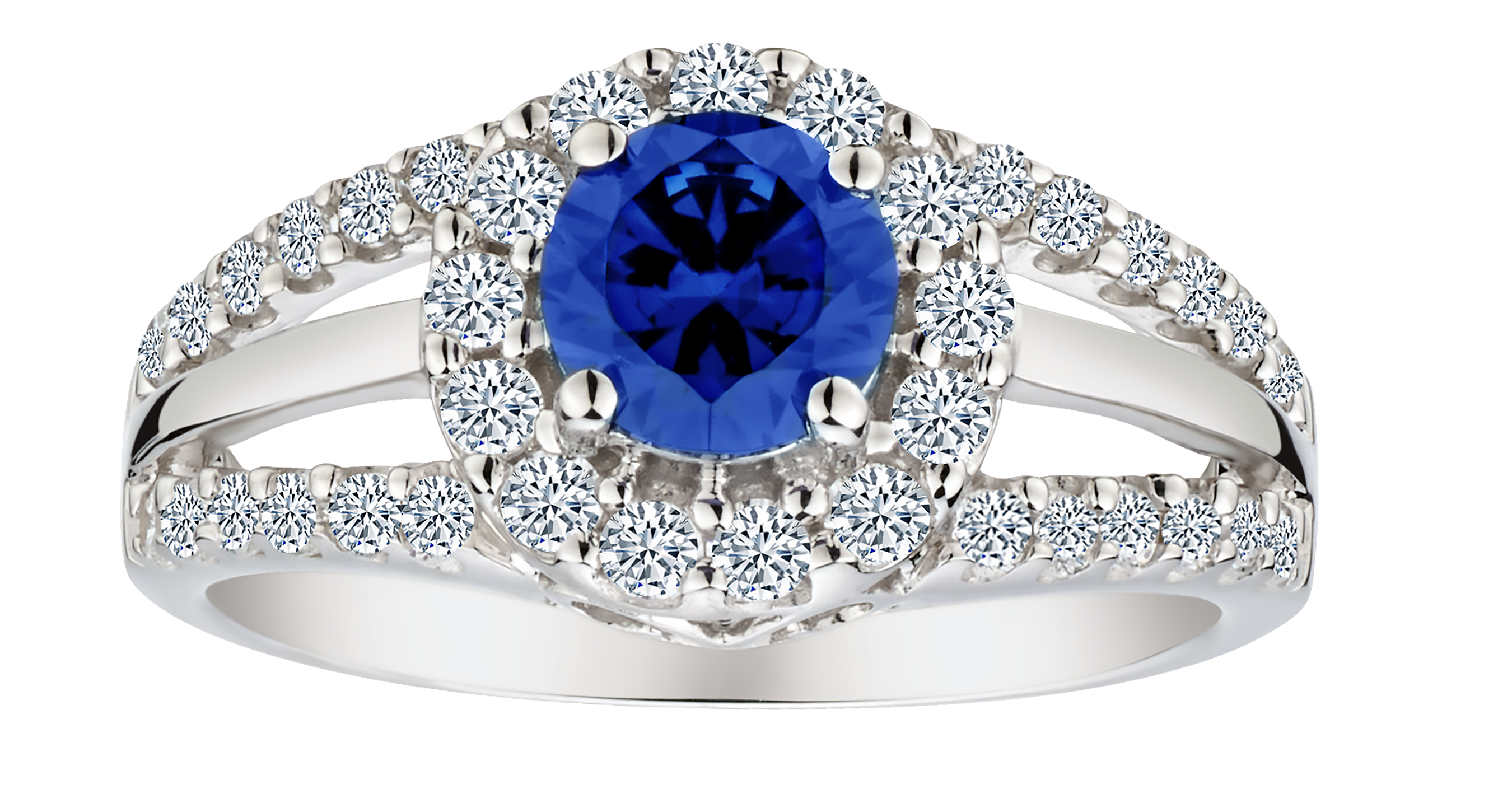 Created Blue & White Sapphire "Regal" Ring, Silver.....................NOW