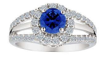Created Blue & White Sapphire "Regal" Ring, Silver.....................NOW